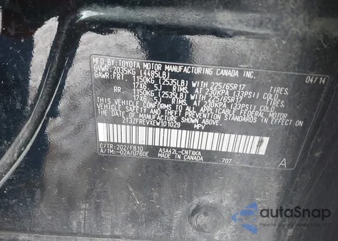 2014 Toyota Rav4 Le z USA, uszkodzony, nr VIN 2T3ZFREVXEW101029